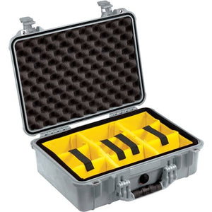 Pelican Protector 1500 Case Silver With Padded Dividers