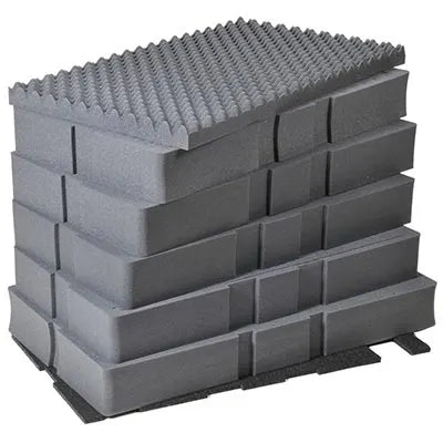 Pelican 0501 7-piece replacement foam set with convoluted top foam and stacked black replacement foam inserts