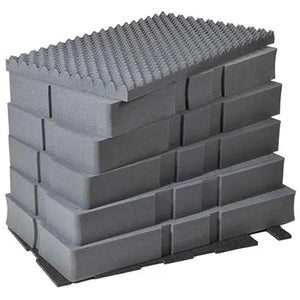 Pelican 0501 7-piece replacement foam set with convoluted top foam and stacked black replacement foam inserts