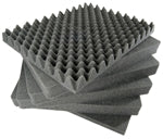 6-piece replacement foam set for Pelican 0550 case with black convoluted lid foam and five black flat foam inserts
