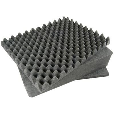 Replacement foam set for Pelican 1095 case with black convoluted lid foam and black flat foam inserts stacked for case fit