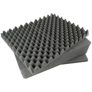 Replacement foam set for Pelican 1095 case with black convoluted lid foam and black flat foam inserts stacked for case fit
