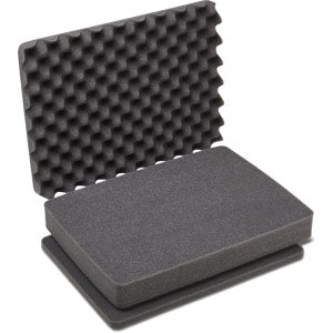 Pelican 1505 4-piece replacement foam set shown open with convoluted lid foam and flat base foam inserts