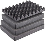 Pelican 1507AirFS 3-piece replacement foam set with convoluted top foam and stacked black flat foam inserts for case fit