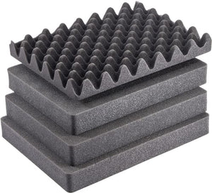 Pelican 1507AirFS 3-piece replacement foam set with convoluted top foam and stacked black flat foam inserts for case fit