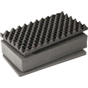 Pelican 1525AirFS 3-piece replacement foam set with convoluted top foam and stacked black flat foam inserts for case fit