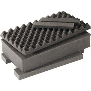 Pelican 1535AirFS 3-piece replacement foam set with convoluted lid foam and stacked black flat foam inserts for case fit