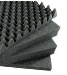 Pelican 1551 replacement foam set for Pelican 1550 case with convoluted lid foam and three black flat foam inserts