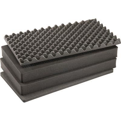 Pelican 1605AirFS 4-piece replacement foam set with convoluted top foam and layered black flat foam inserts for case fit