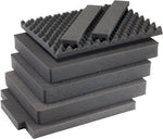 Pelican 1607AirFS 3-piece replacement foam set with convoluted top foam and stacked black flat foam inserts for case fit