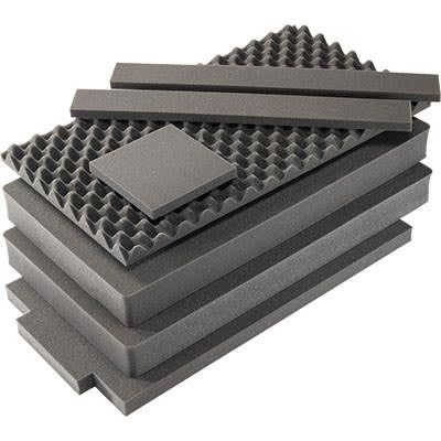 Pelican 1615AirFS 7-piece replacement foam set with convoluted lid foam and layered black flat foam inserts for case fit