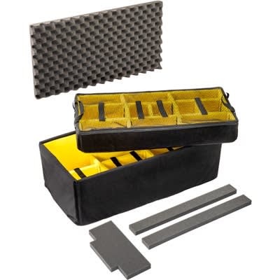 Pelican 1626 Air padded divider set with yellow fabric dividers, convoluted lid foam, and side foam strips