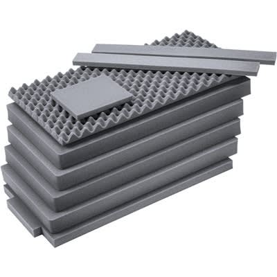 9-piece replacement foam set for Pelican 1646 Air case with convoluted top foam and layered black flat foam inserts