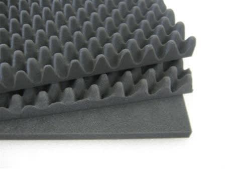 AFP1755-CONV double convoluted foam set for Pelican 1750 case with two black egg-crate foam layers and flat insert