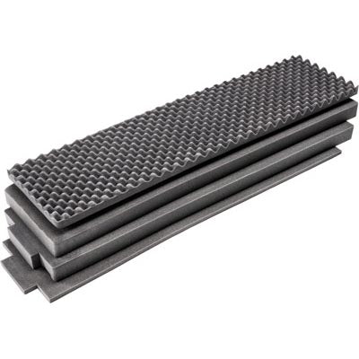 Pelican 1755AirFS 4-piece replacement foam set with convoluted top foam and stacked black flat foam inserts for case fit