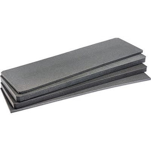 Replacement foam for V800 case with multiple stacked black flat foam inserts arranged for protective case fit